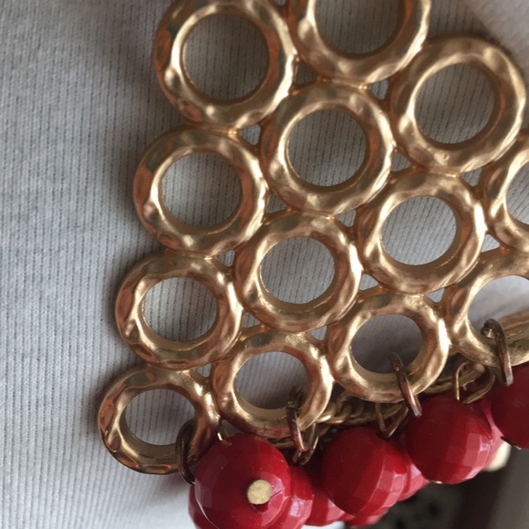 Red and Gold Statement Necklace - Picture 5 of 5